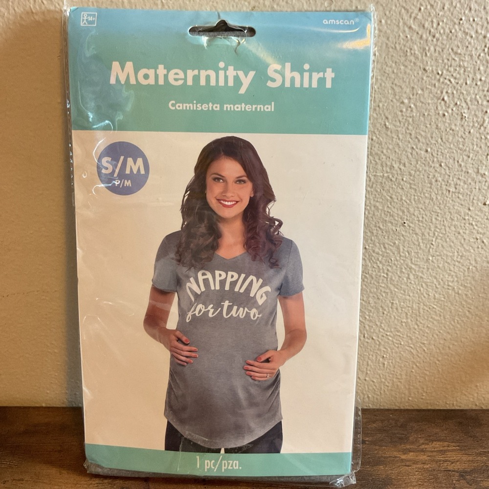 New Napping For‎ Two Novelty Graphic T-Shirt Maternity Pregnancy Shirt Size S/M